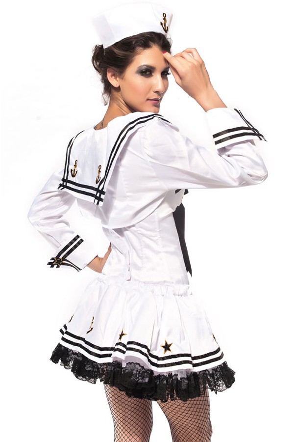 Halloween Costume Sassy White Sailor Costume - Click Image to Close